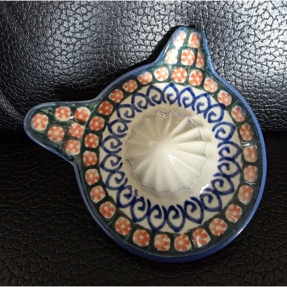 Polish Pottery Boleslawiec Citrus Lemon Juicer Blue Floral 11-57-A Mini Small